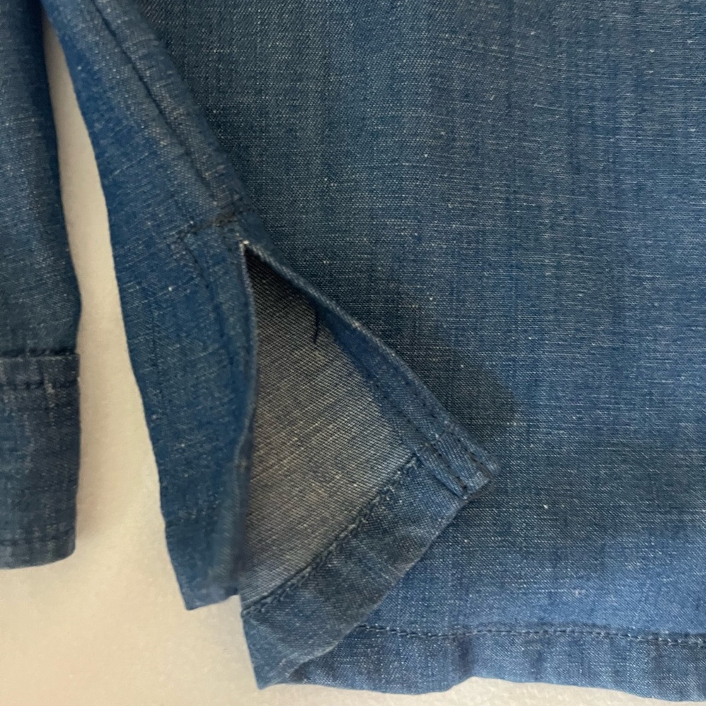 LOFT Blue Denim Cold-Shoulder Ruffle Top - Picture 5 of 6